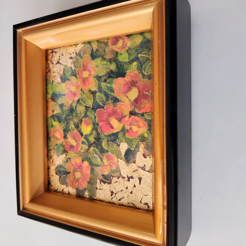 額付き原画)冬椿 赤 アート 金箔 レトロ 日本画 絵画 彩月りお 通販