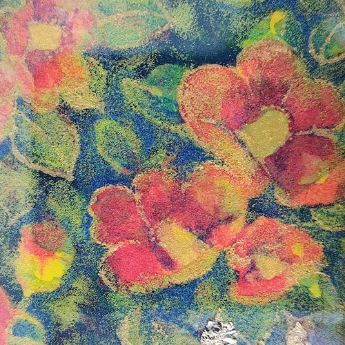 額付き原画)冬椿 赤 アート 金箔 レトロ 日本画 絵画 彩月りお