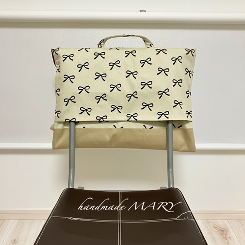 韓国風リボン柄のオシャレな防災頭巾カバー/背もたれタイプ サックス