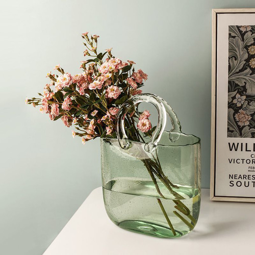 ガラスのカバン 花瓶 北欧 おしゃれ 金魚鉢にもなる フラワー