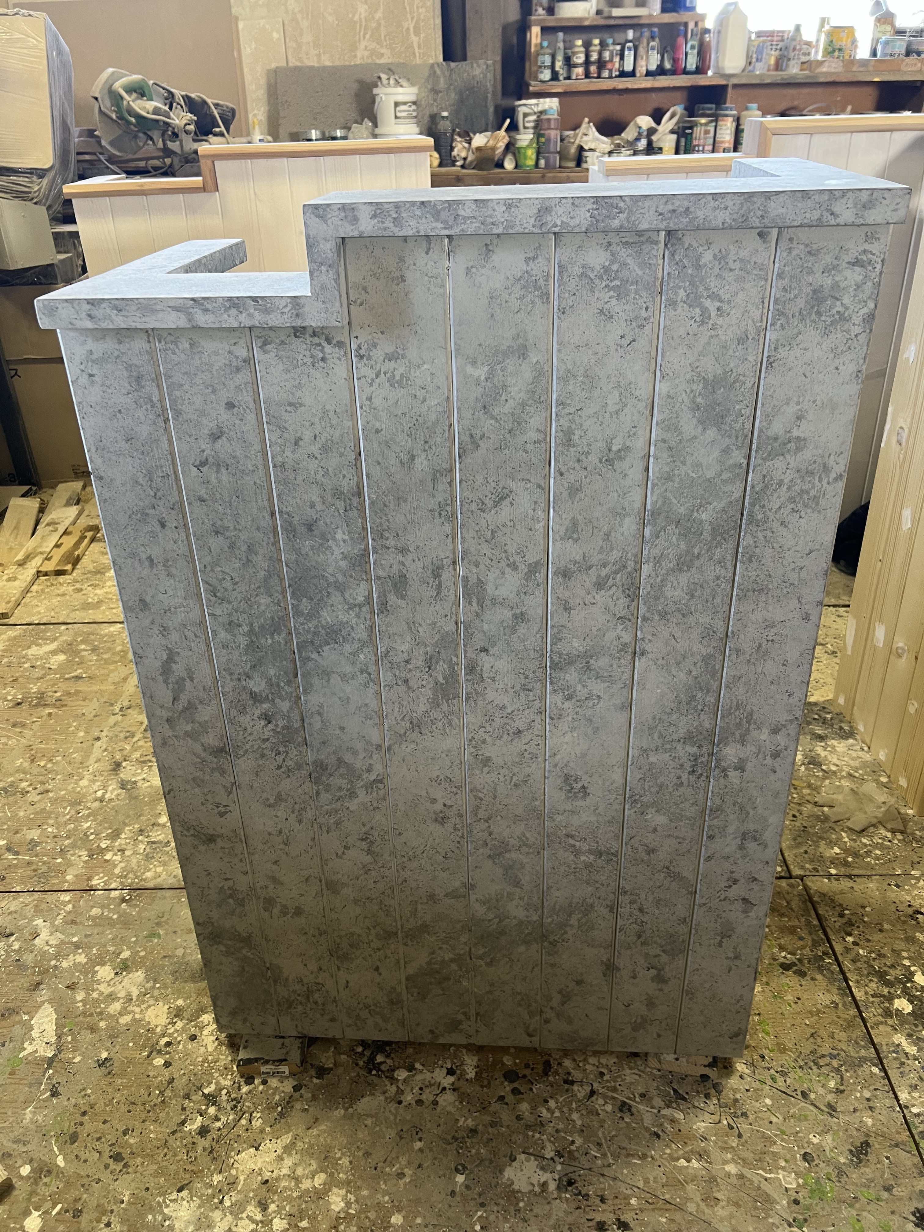 【段差】カウンター　石っぽい　80×105×38㌢　　柄濃いめ