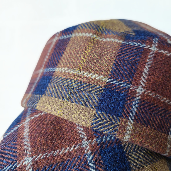 ころん キャスケット コットンツイード ブラウン チェック コンパクト Sサイズ 帽子 8枚目の画像