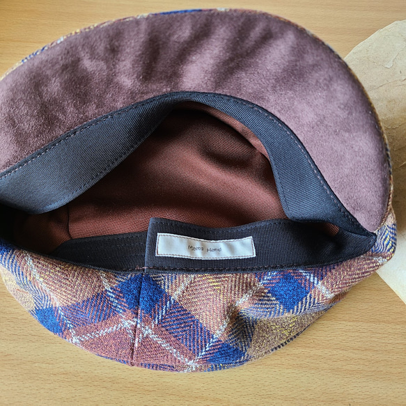 ころん キャスケット コットンツイード ブラウン チェック コンパクト Sサイズ 帽子 12枚目の画像