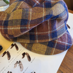ころん キャスケット コットンツイード ブラウン チェック コンパクト Sサイズ 帽子 13枚目の画像