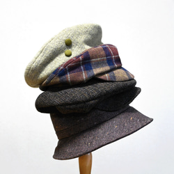 ころん キャスケット コットンツイード ブラウン チェック コンパクト Sサイズ 帽子 14枚目の画像
