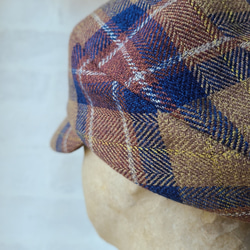 ころん キャスケット コットンツイード ブラウン チェック コンパクト Sサイズ 帽子 10枚目の画像