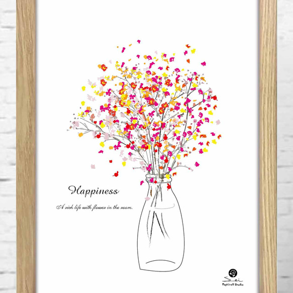 お花ポスター【手描き】 咲きほこる花いっぱいバージョン 花 お気に入り8000突破 アート