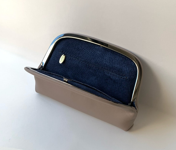 【受注制作・裏地&口金色が選べます】カード＆コインケース《押し口財布 Sサイズ》レザー　トープ 2枚目の画像