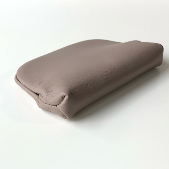 【受注制作・裏地&口金色が選べます】カード＆コインケース《押し口財布 Sサイズ》レザー　トープ 4枚目の画像