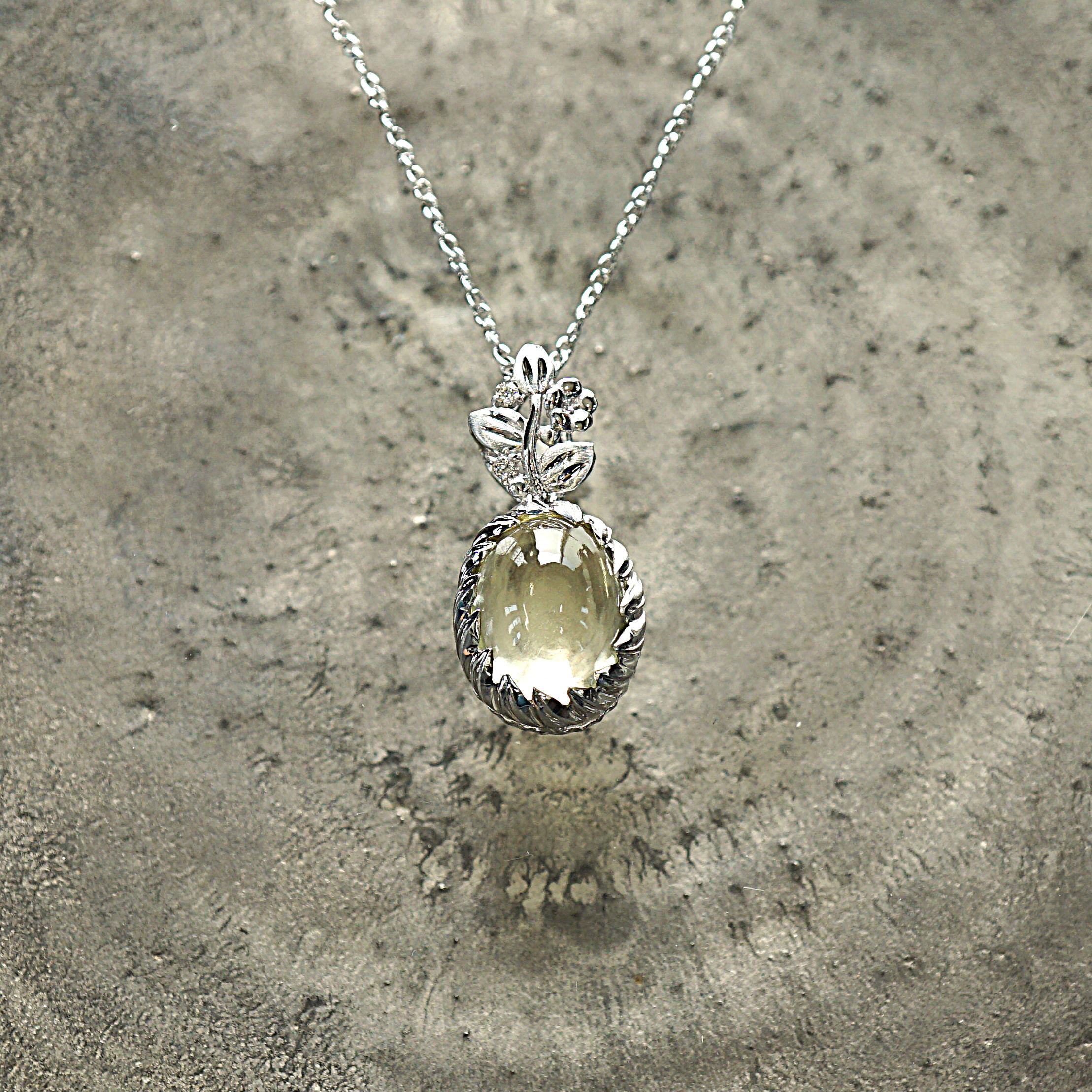 SV 宝石のつぼみペンダント　レモンクォーツ　＜ヘッドのみ＞
