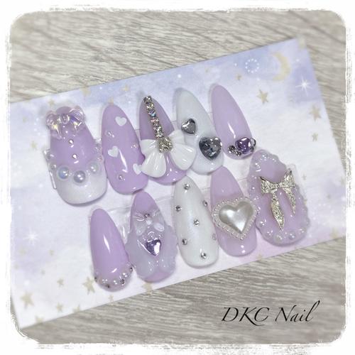 フルオーダーネイルチップ 推しカラーネイル 地雷 量産型 ニュアンス