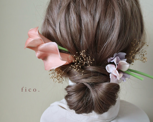 和装髪飾り♡ヘッドパーツ ホワイト×ゴールド胡蝶蘭plusヘッドパーツ 和装髪飾り 成人式髪