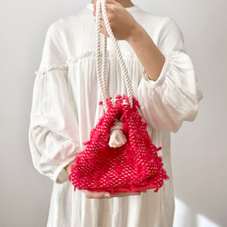 no.462 フェイクレザー 丸底 ワンハンドル 巾着 バッグ 刺繍リボン インド刺繍リボン丸底巾着BAG おしゃれ エスニック ポシェット