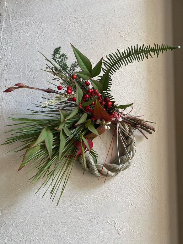 2025年 お正月飾り しめ飾り しめ縄リース 2way ドライフラワー しめ縄