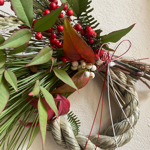 2025年 お正月飾り しめ飾り しめ縄リース 2way ドライフラワー しめ縄