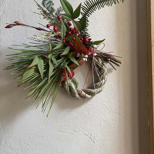 2025年 お正月飾り しめ飾り しめ縄リース 2way ドライフラワー しめ縄