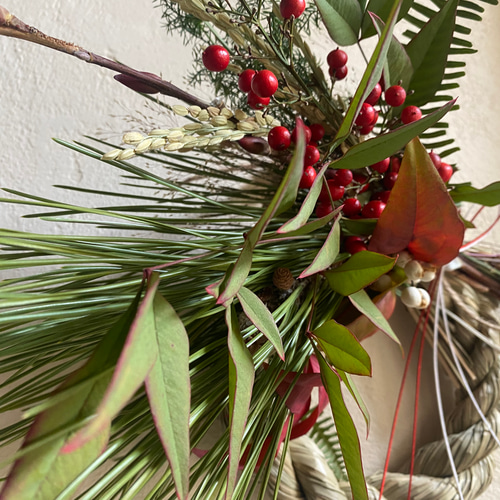 2025年 お正月飾り しめ飾り しめ縄リース 2way ドライフラワー しめ縄