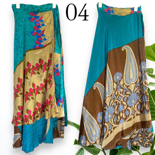 Creema限定送料無料】オールドサリー シルク リメイク 巻きスカート