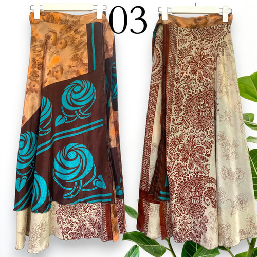 Creema限定送料無料】オールドサリー シルク リメイク 巻きスカート