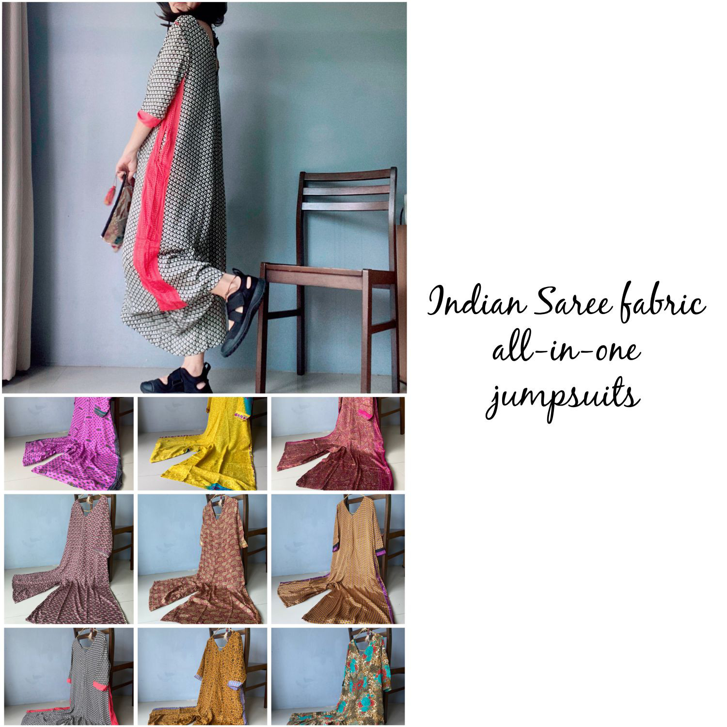 【Creema限定セット】オールドシルクサリー◎オールインワンサロペット +シンプルワンピース 詰め合わせ