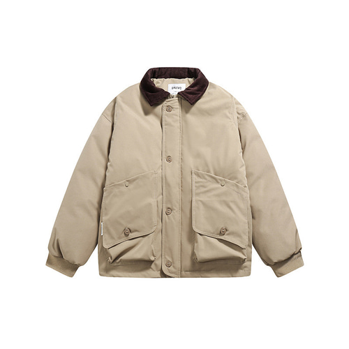 秋冬新作 メンズ コントラストカラーポケットコットンジャケット 無地