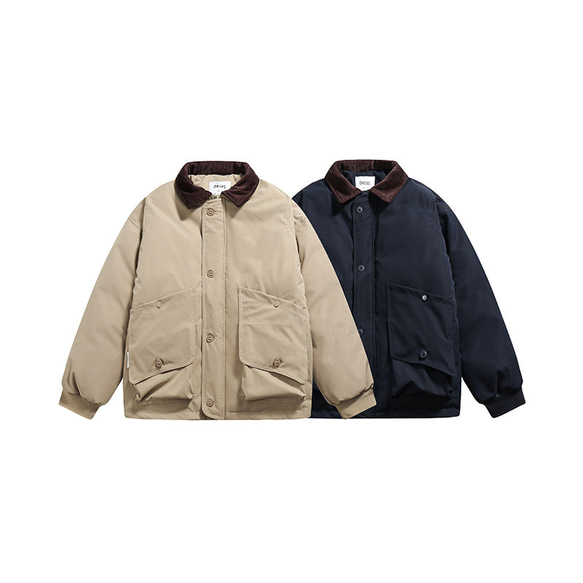秋冬新作 メンズ コントラストカラーポケットコットンジャケット