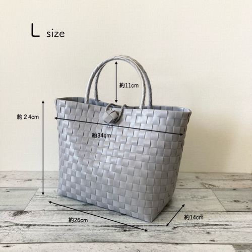 即納】プラカゴバッグ Lサイズ マルチボーダー柄 オレンジ系 プラカゴ