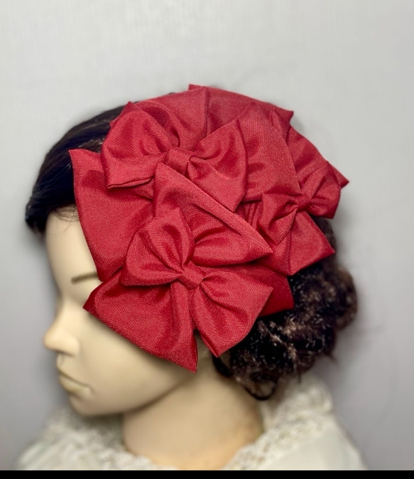 赤 リボン ヘッドドレス ヘアアクセサリー 髪飾り 七五三 成人式 b1