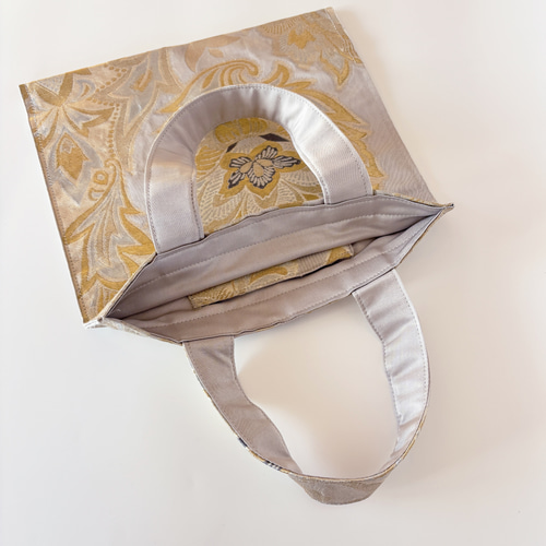 着物ミニトートバッグS（通勤/通学/旅行/帯リメイク/着物リメイク/一点