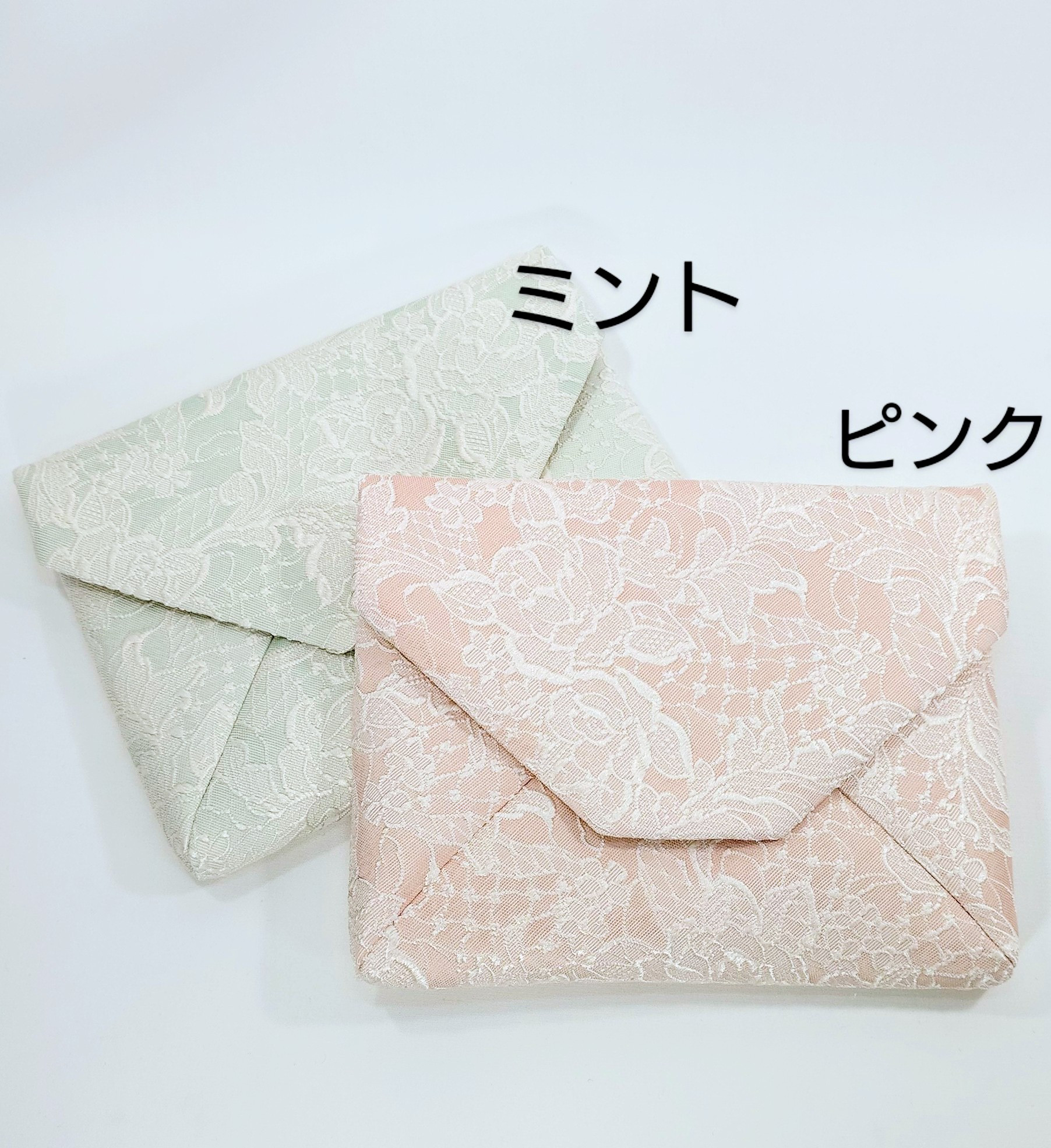 ★Mサイズ★数寄屋袋【ジャガード生地】＃花柄＃2色展開＃茶道＃お稽古＃御朱印帳＃ポーチ＃着物＃和装小物＃仕切り袋付