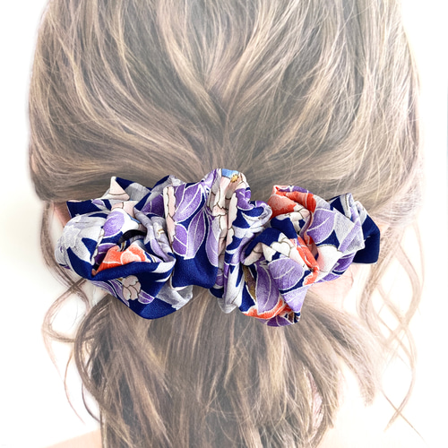 大人可愛いシュシュ着物リメイクシュシュヘアゴム送料無料ハンドメイド 
