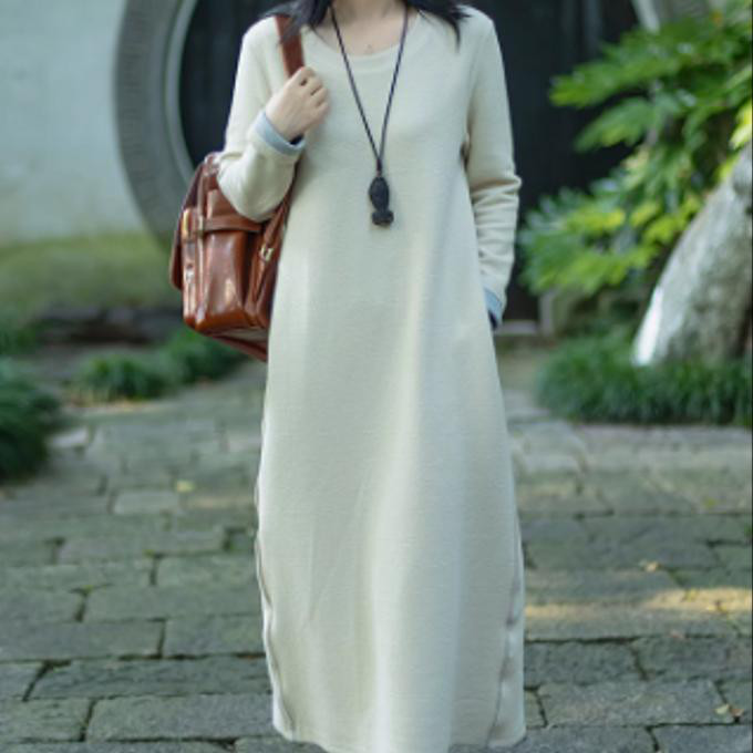 通勤 ファッション ワンピース 丸首 スカート