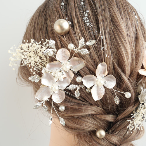 A524 ほんのりピンク 成人式 卒業式 浴衣 結婚式 小花 ヘッドドレス