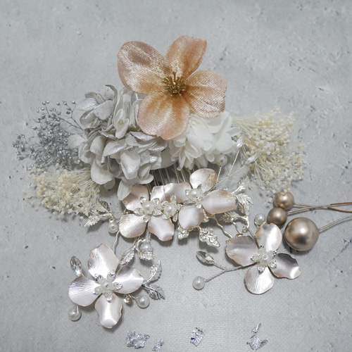 A524 ほんのりピンク 成人式 卒業式 浴衣 結婚式 小花 ヘッドドレス