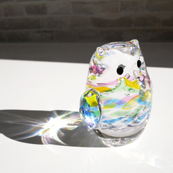 新作【虹】フクロウ・ガラスの置物・めでたい・癒しと明るさをおうちに 2枚目の画像