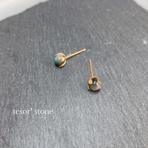 小さな ミックスタイガーアイ 一粒ピアス/サージカルステンレス