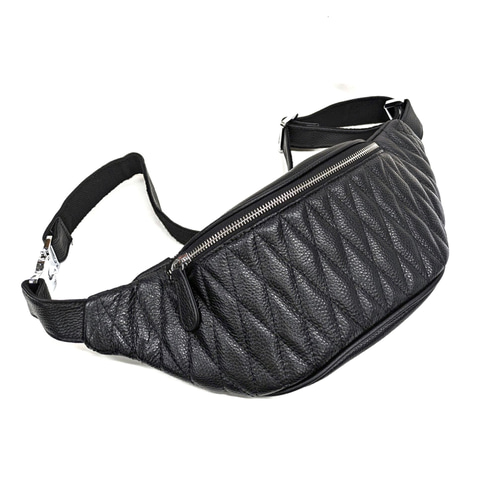 ボディバッグ メンズ キルティング 黒 バイカー ライダース ボディ