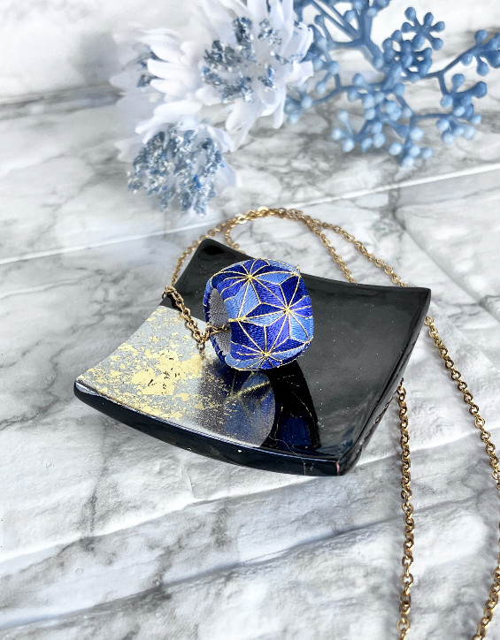 加賀ゆびぬき　絹糸のペンダントヘッド　307　麻の葉～星に願いを～