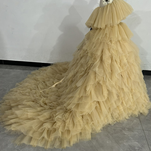 3waysクリームイエローカラードレス オフショルダー 韓国風ドレス