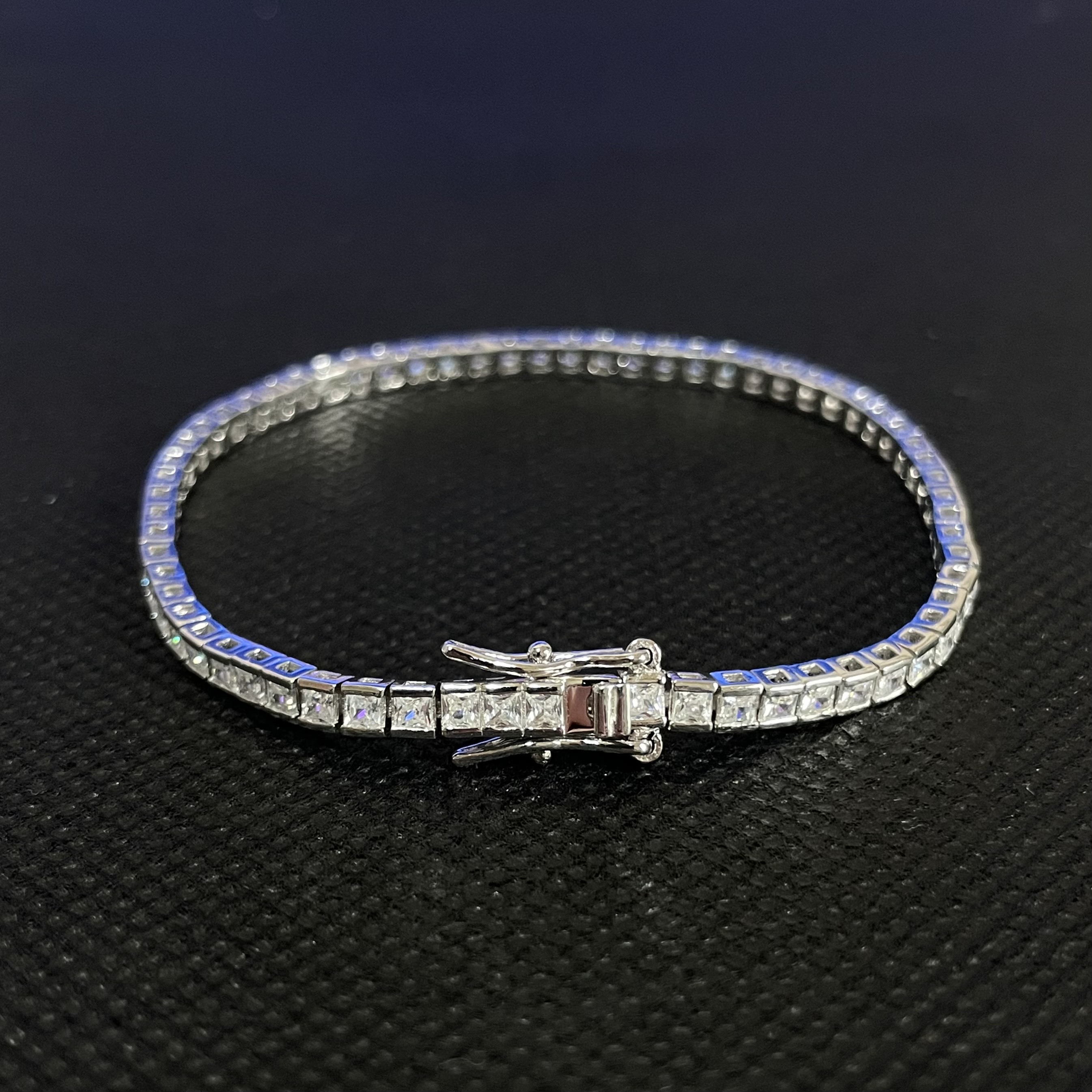 キュービックジルコニア silver925 テニスブレスレット スクエアカット キュービックジルコニア CZ シルバー silver925 テニス