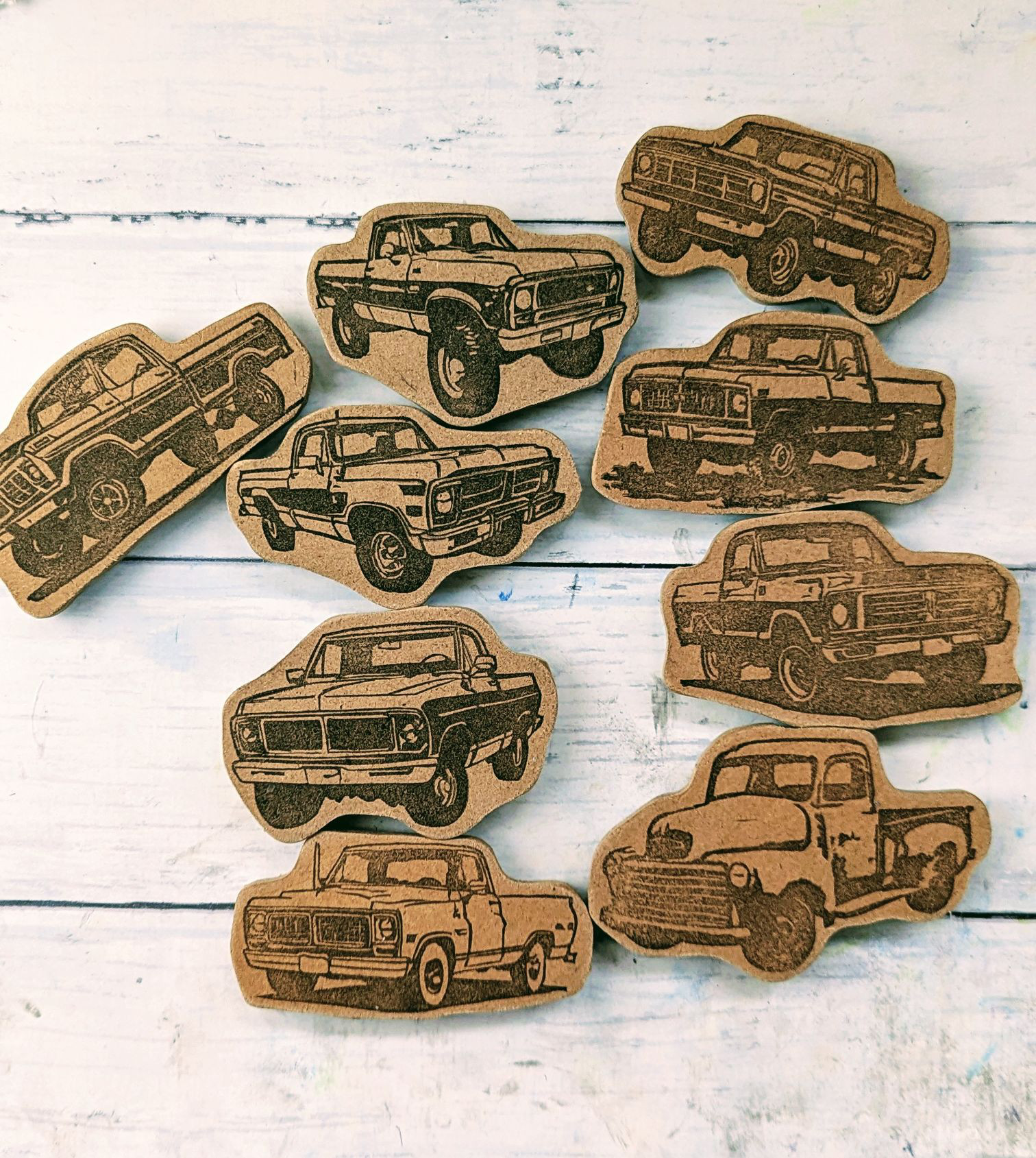 消しゴムはんこ　１９６０年代年代アメリカのピックアップトラック