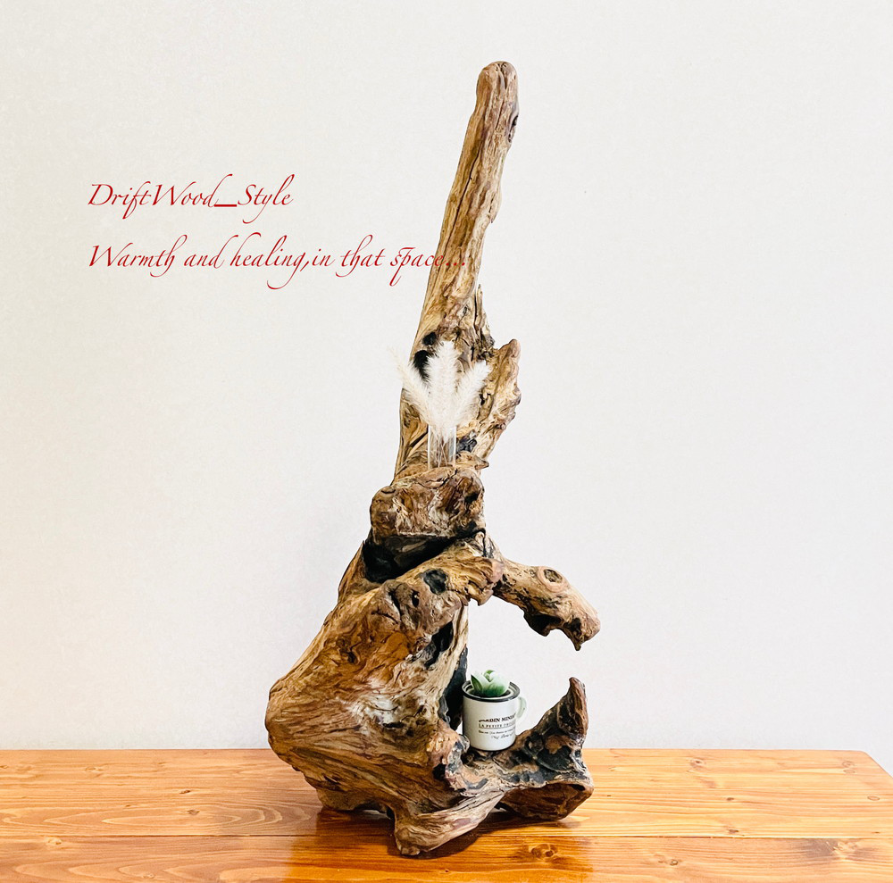 流木インテリア  芸術的な造形の重厚感ある流木の一輪挿し 花瓶　スタンド