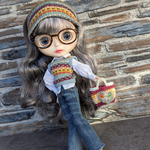 ✢昭和レトロなベスト✢ スモーキーブルー系 ブライス ブライスアウト