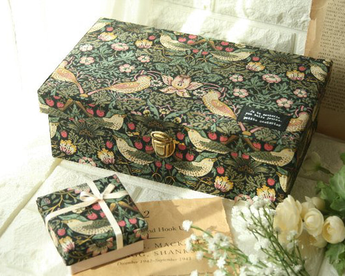 裁縫箱 ウィリアムモリス 生地使用 いちご泥棒 Lサイズ ソーイング