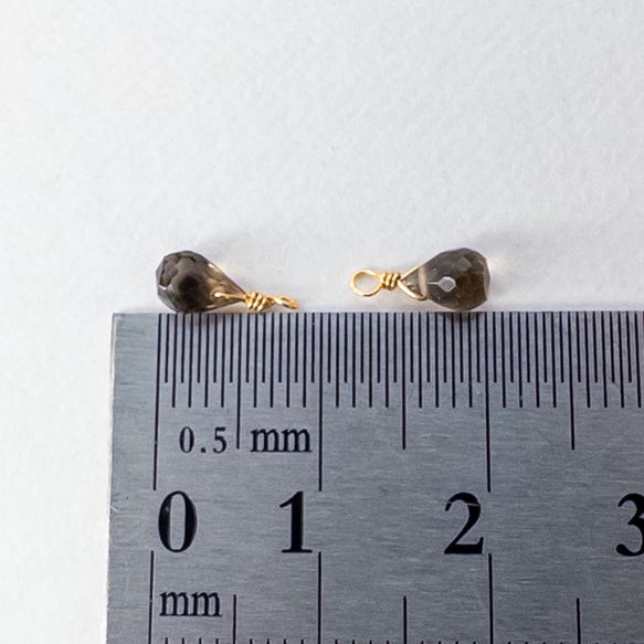 ＊4個＊ 天然石 パーツ スモーキークォーツ チャーム ブリオレット 金色 アクセサリー作り te091 4枚目の画像