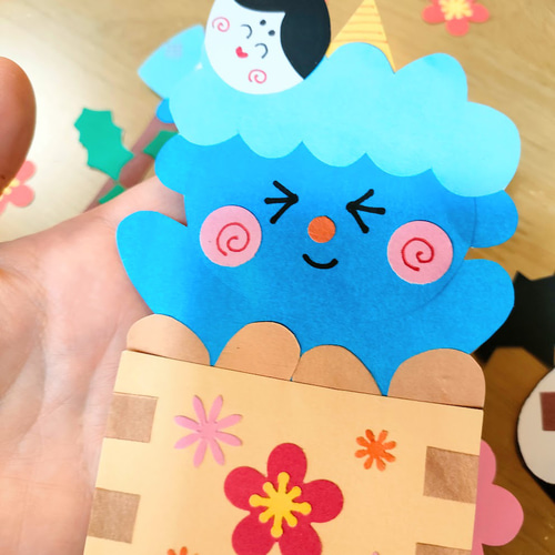 セール 節分 梅 色紙 壁面 アルバム ラミネート ～鬼たちの節分