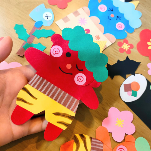 セール 節分 梅 色紙 壁面 アルバム ラミネート ～鬼たちの節分