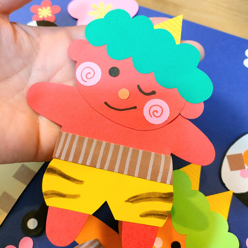 画用紙 節分 梅 色紙 壁面 アルバム ラミネート ～鬼たちの節分