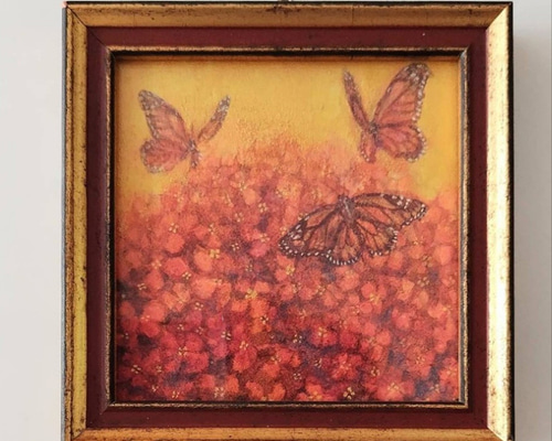 【額縁付き原画】赤い花と青い紫陽花の静物画｜アクリル絵画 楽天市場】絵画 「When I Fall in Love」 油彩画 油絵 原画 静物