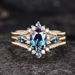 フローラル リーフ 婚約指輪 6月の誕生石 カラーチェンジ